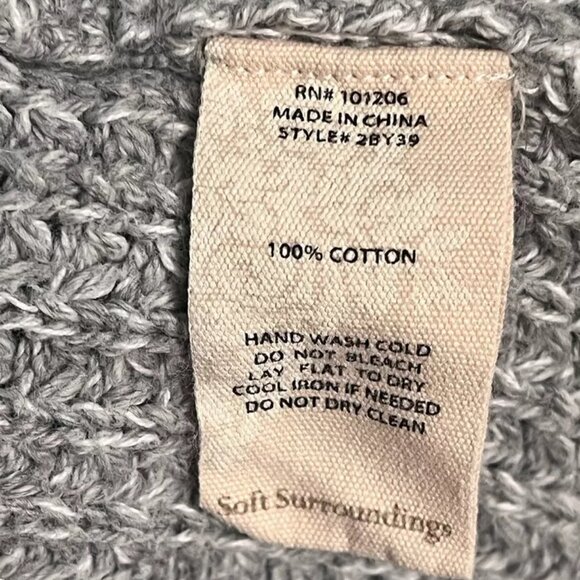 Soft Surroundings Townsend Cardigan L Shawl Collar Open Chunky Thick Knit Gray - Picture 8 of 8